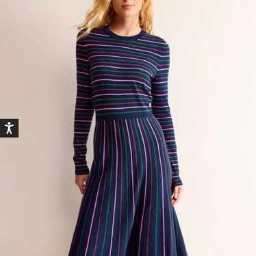 Boden Maria Knitted Midi Dress $160, Navy And Pin… - image 1