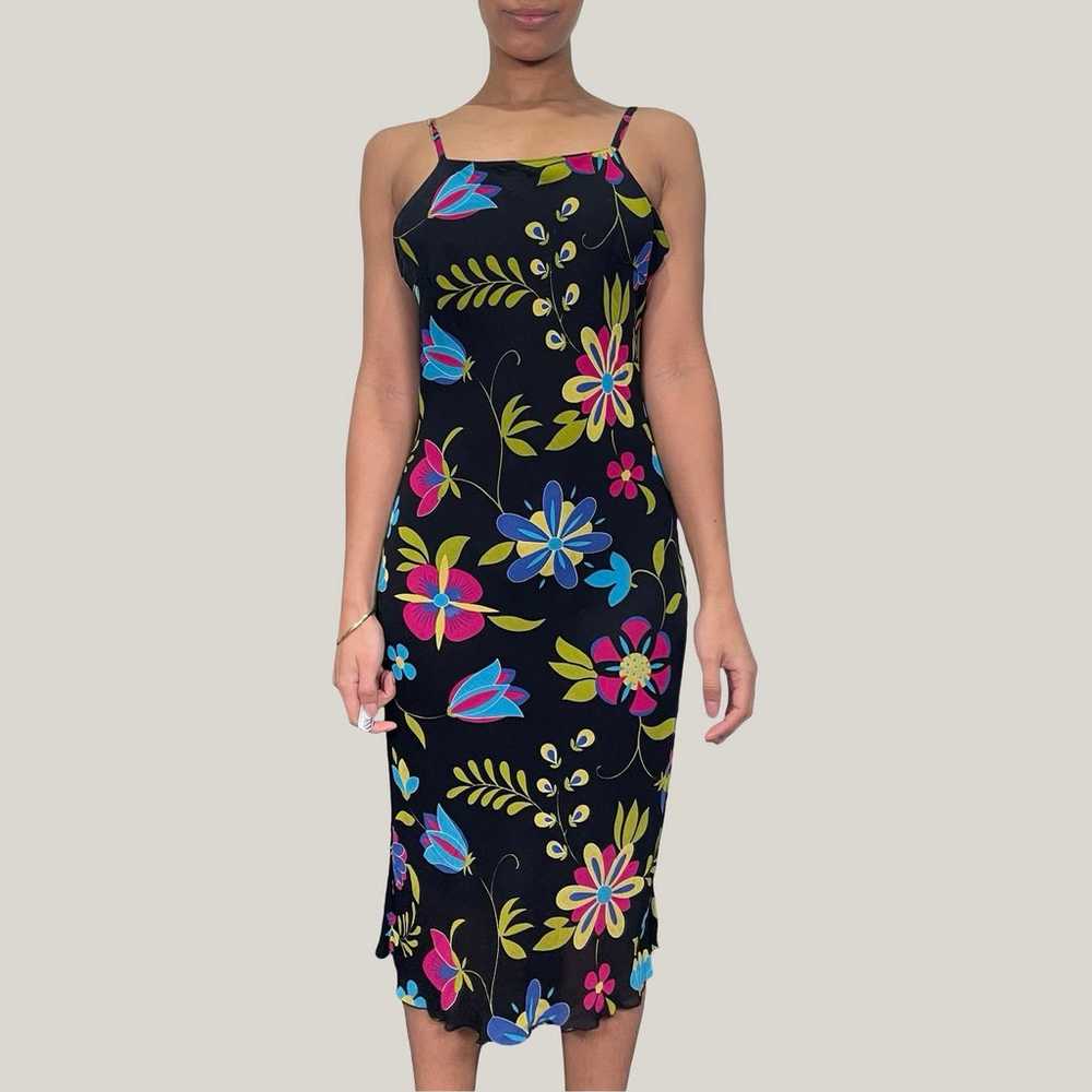 Made in Italy - Floral Silk Organza Midi Dress (S… - image 1