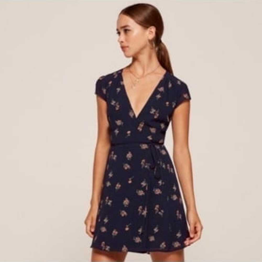 Reformation Oyster Minidress Navy Blue Floral - S… - image 1