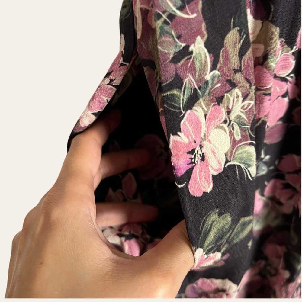 Yumi Kim Black Pink Purple Floral Print V-Neck Sl… - image 5