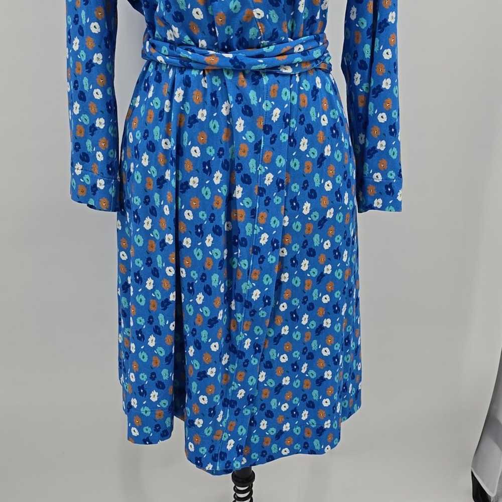 Tucker Blue Floral Jersey Wrap Dress Size L - image 3
