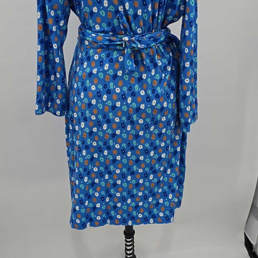 Tucker Blue Floral Jersey Wrap Dress Size L - image 6
