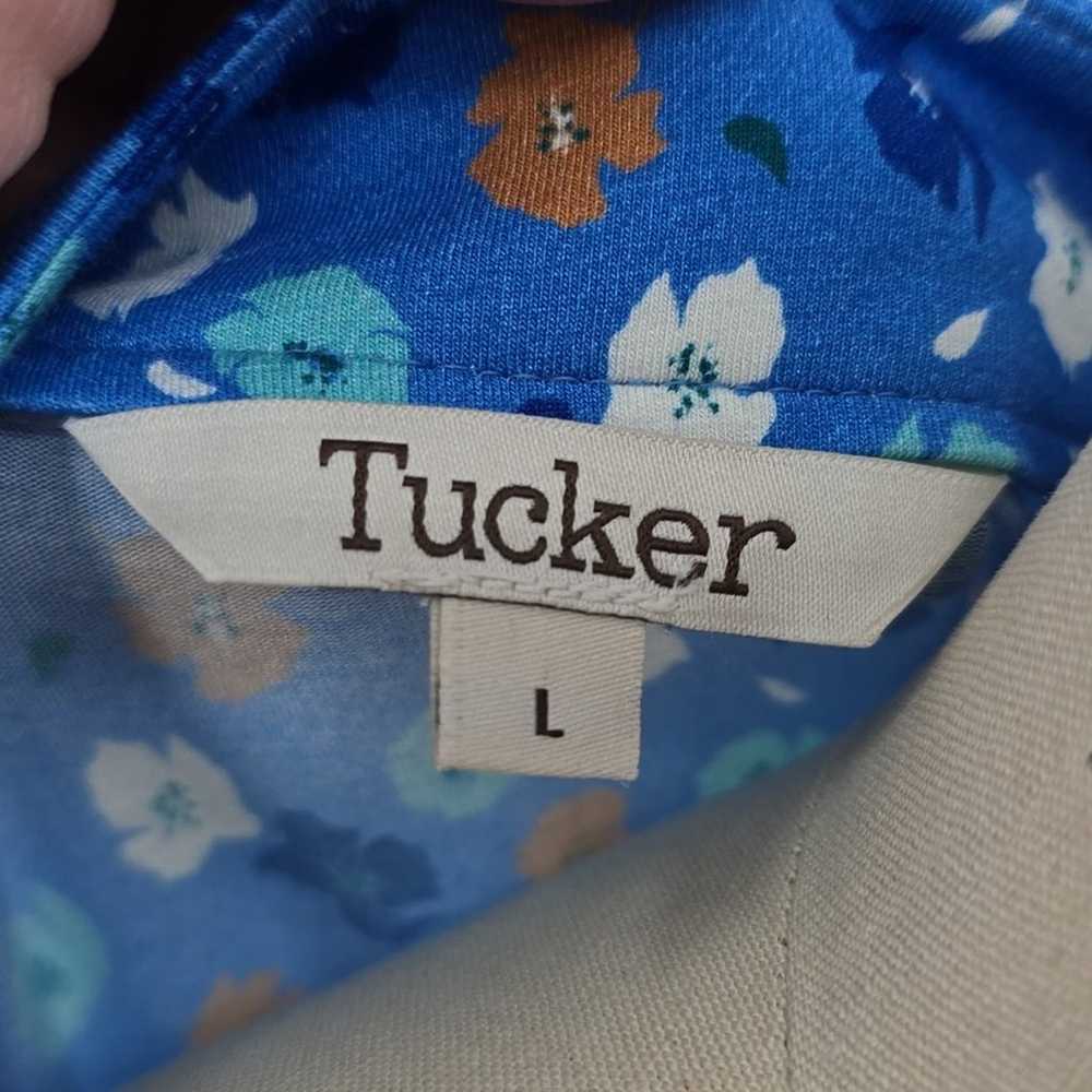 Tucker Blue Floral Jersey Wrap Dress Size L - image 7