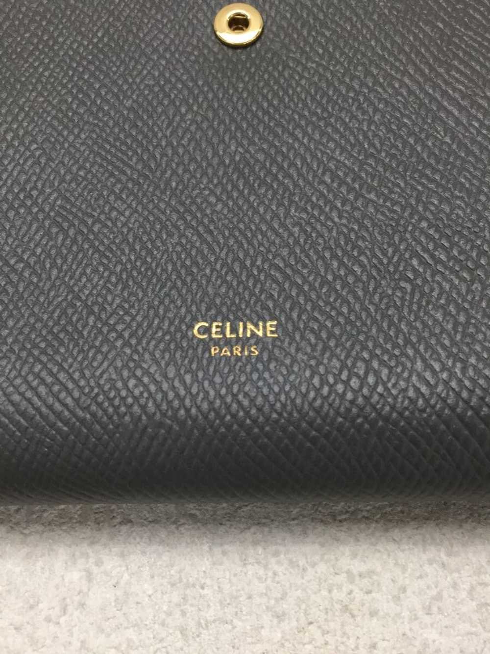 Celine Large Strap Wallet Bifold Leather Gry10B63… - image 3
