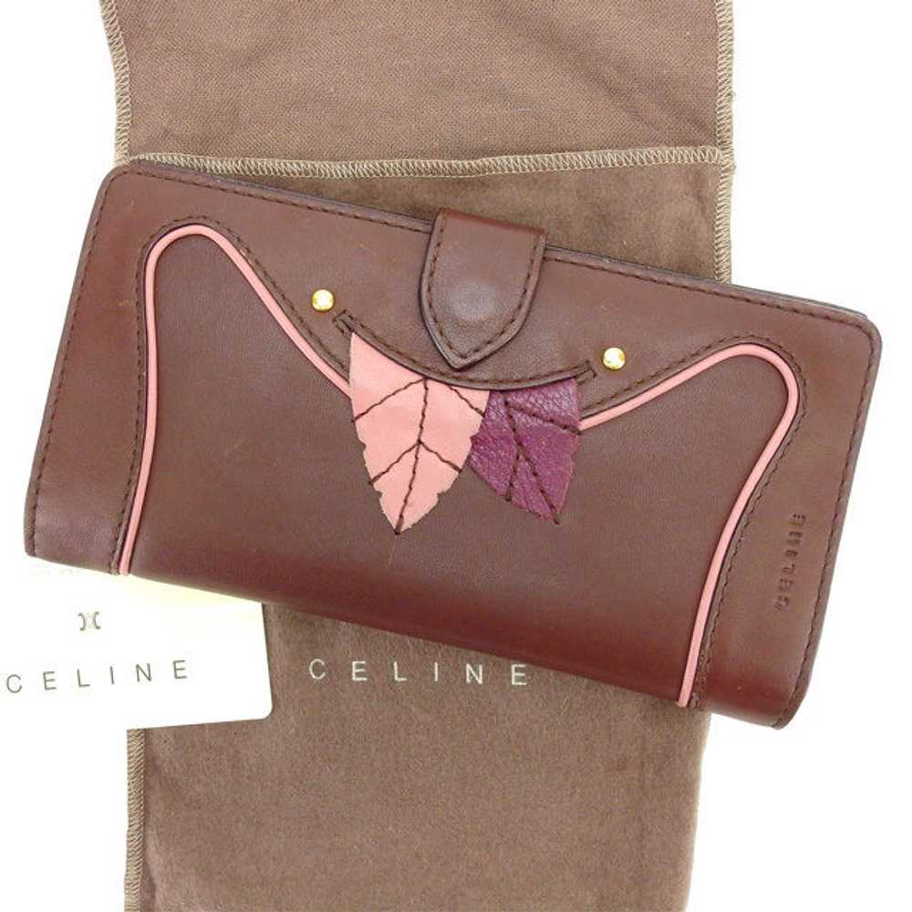 Celine Long Wallet Zipper Bi-Fold Leaf Motif B _8… - image 1