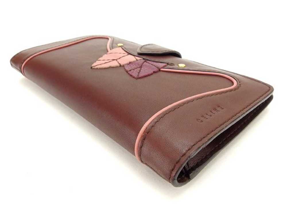 Celine Long Wallet Zipper Bi-Fold Leaf Motif B _8… - image 3