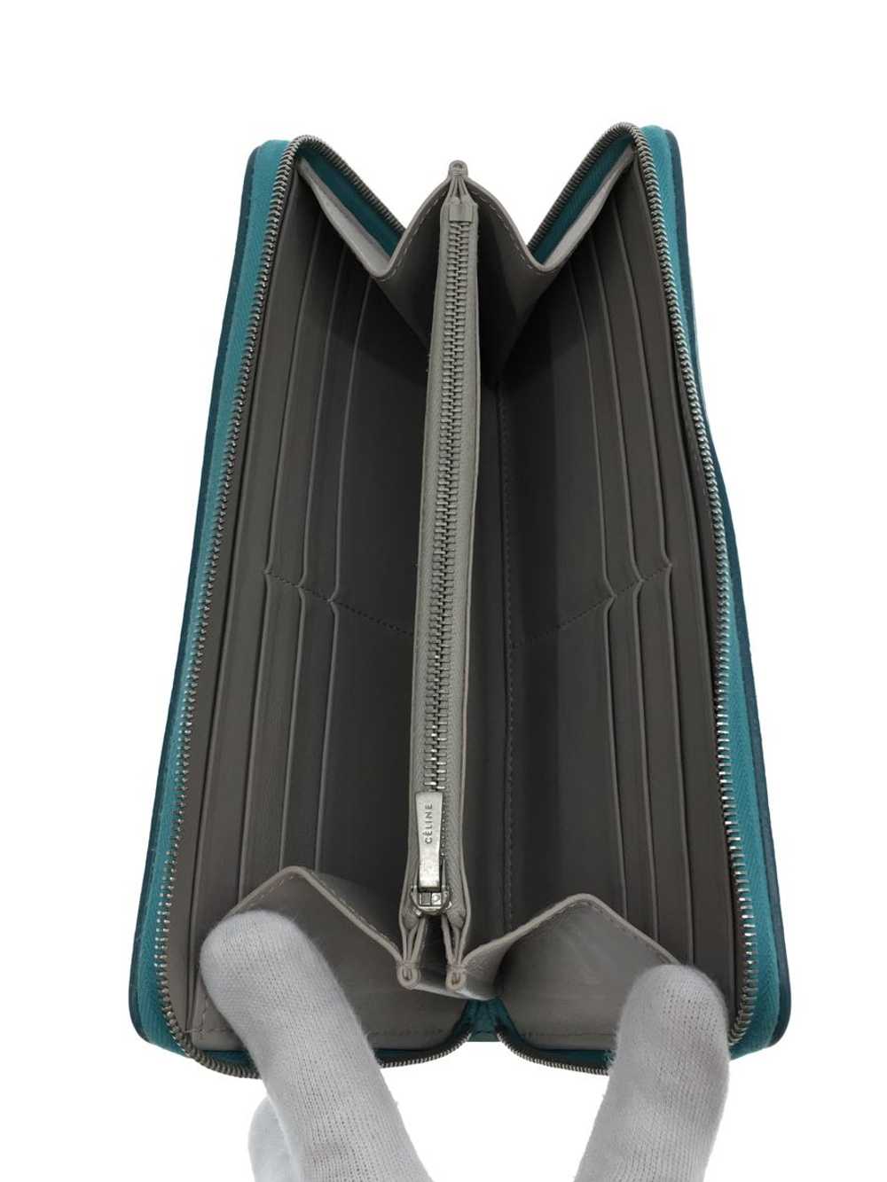Celine Long Wallet Large Zipped Multifunction Blu… - image 4