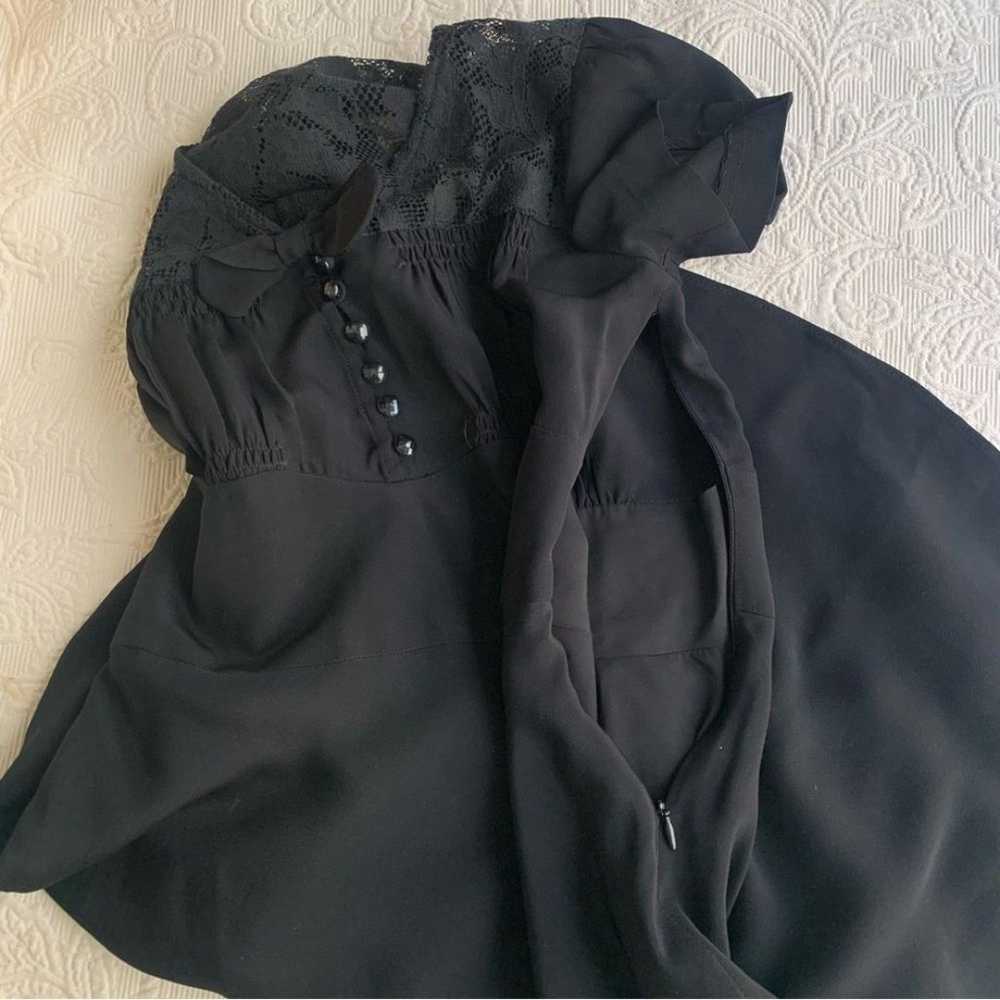 Betsey Johnson Black Silk Floral Lace Short Sleev… - image 3