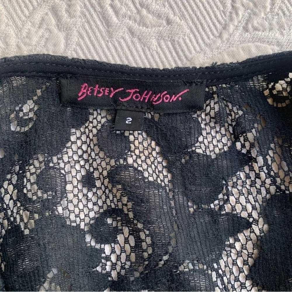 Betsey Johnson Black Silk Floral Lace Short Sleev… - image 4