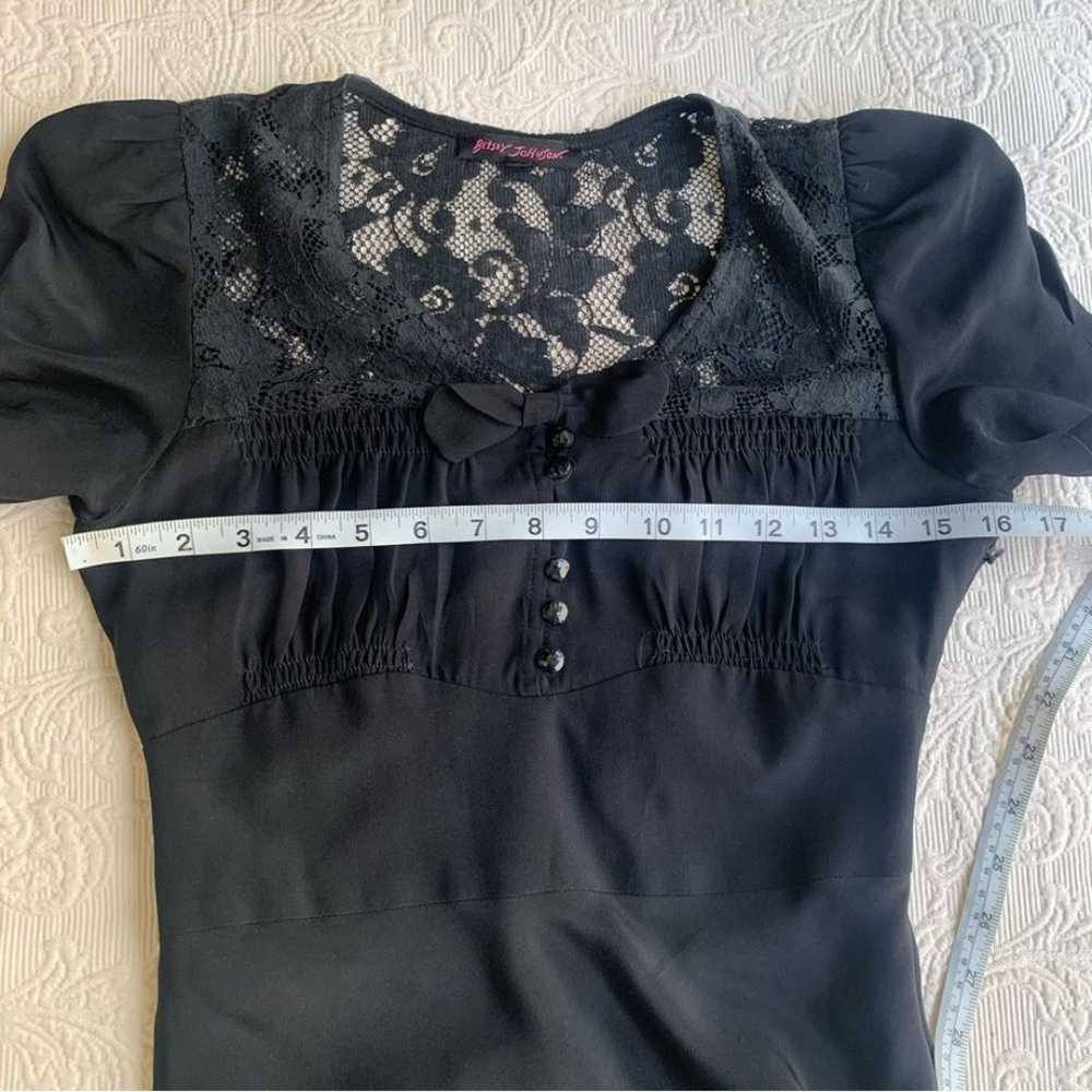 Betsey Johnson Black Silk Floral Lace Short Sleev… - image 6