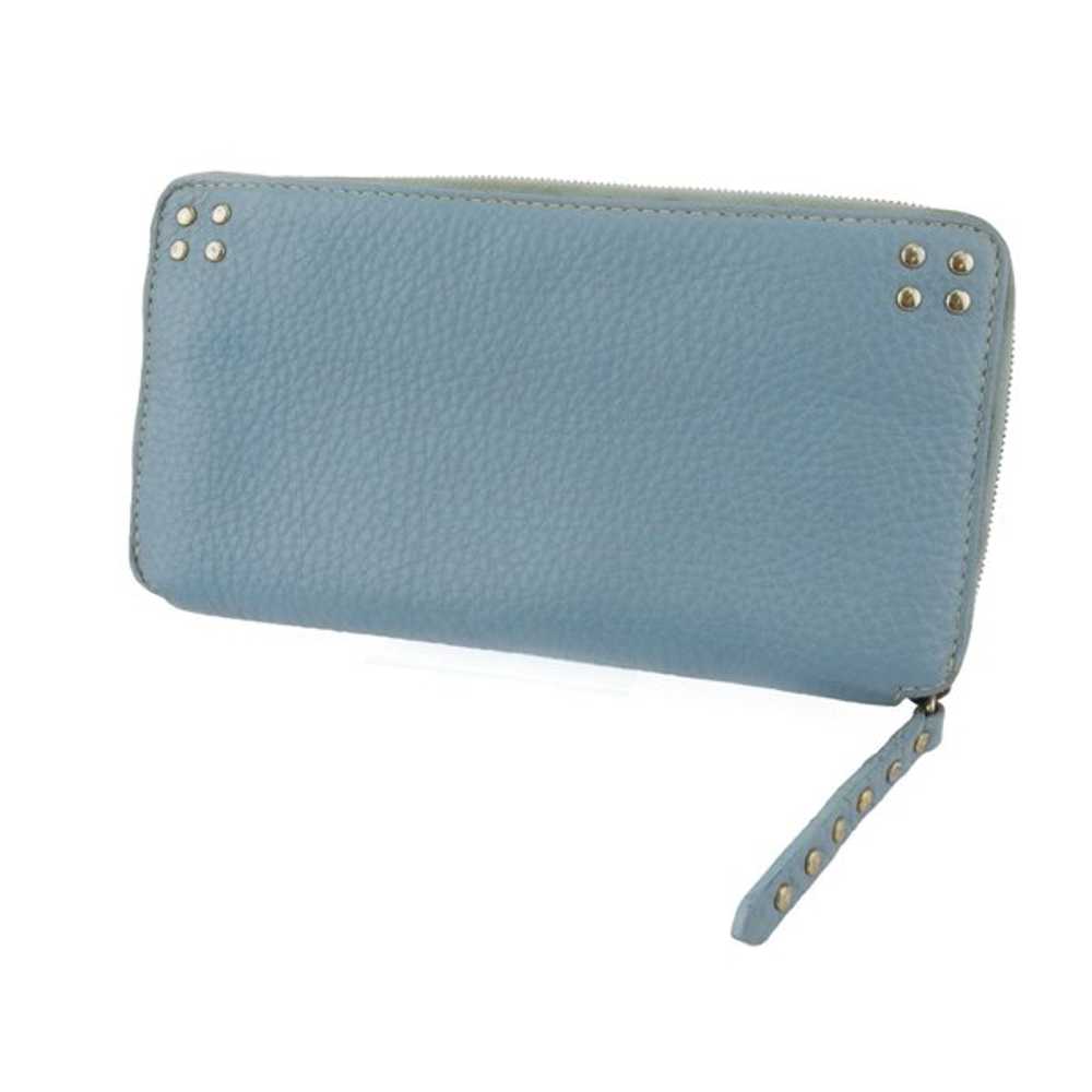 Celine Long Wallet Round Zipper Logo Studs Blu _8… - image 1