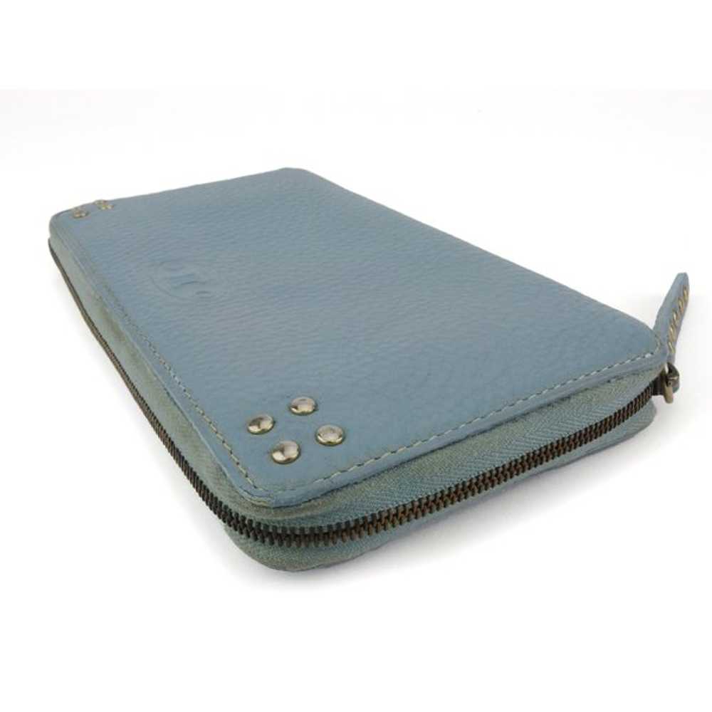 Celine Long Wallet Round Zipper Logo Studs Blu _8… - image 2