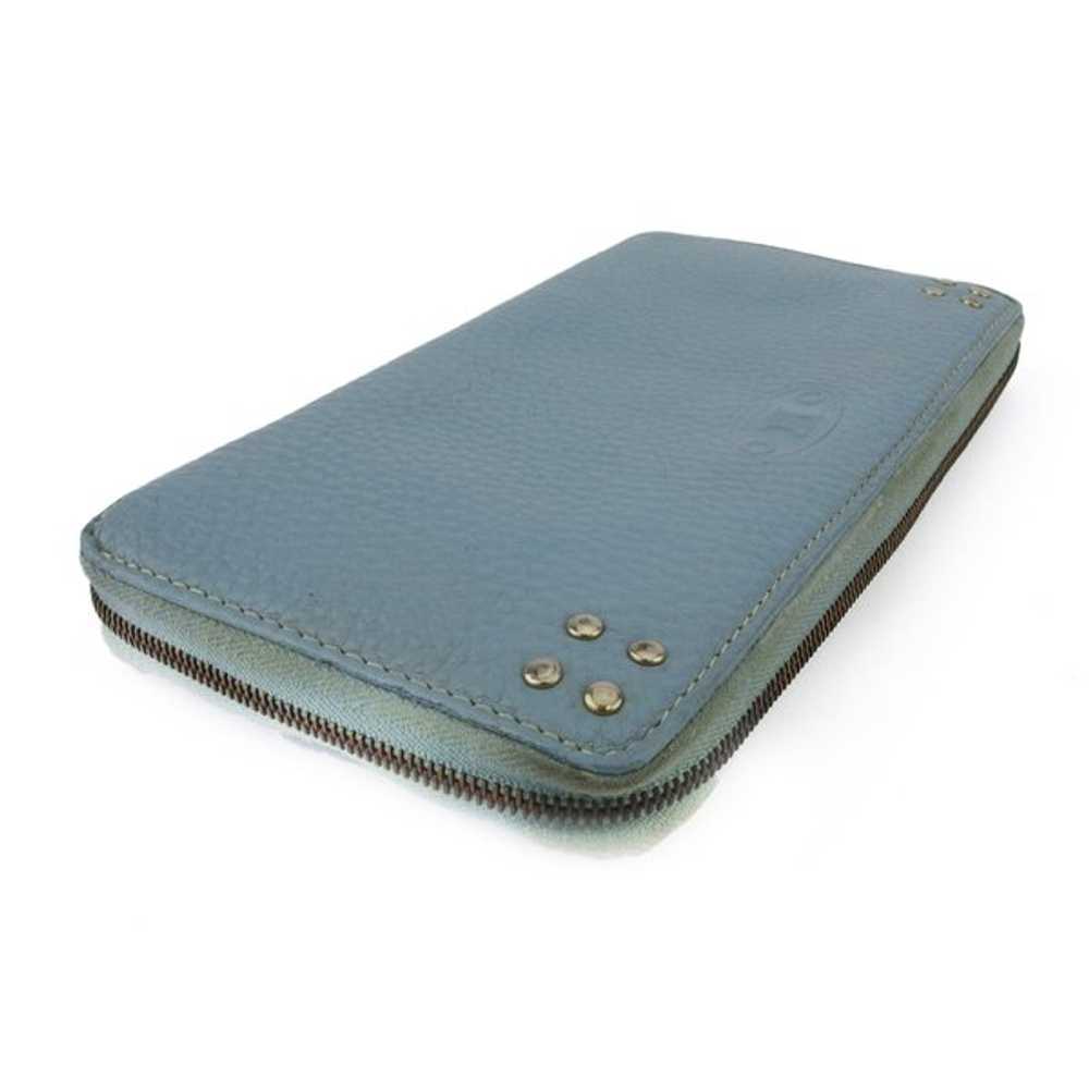 Celine Long Wallet Round Zipper Logo Studs Blu _8… - image 3