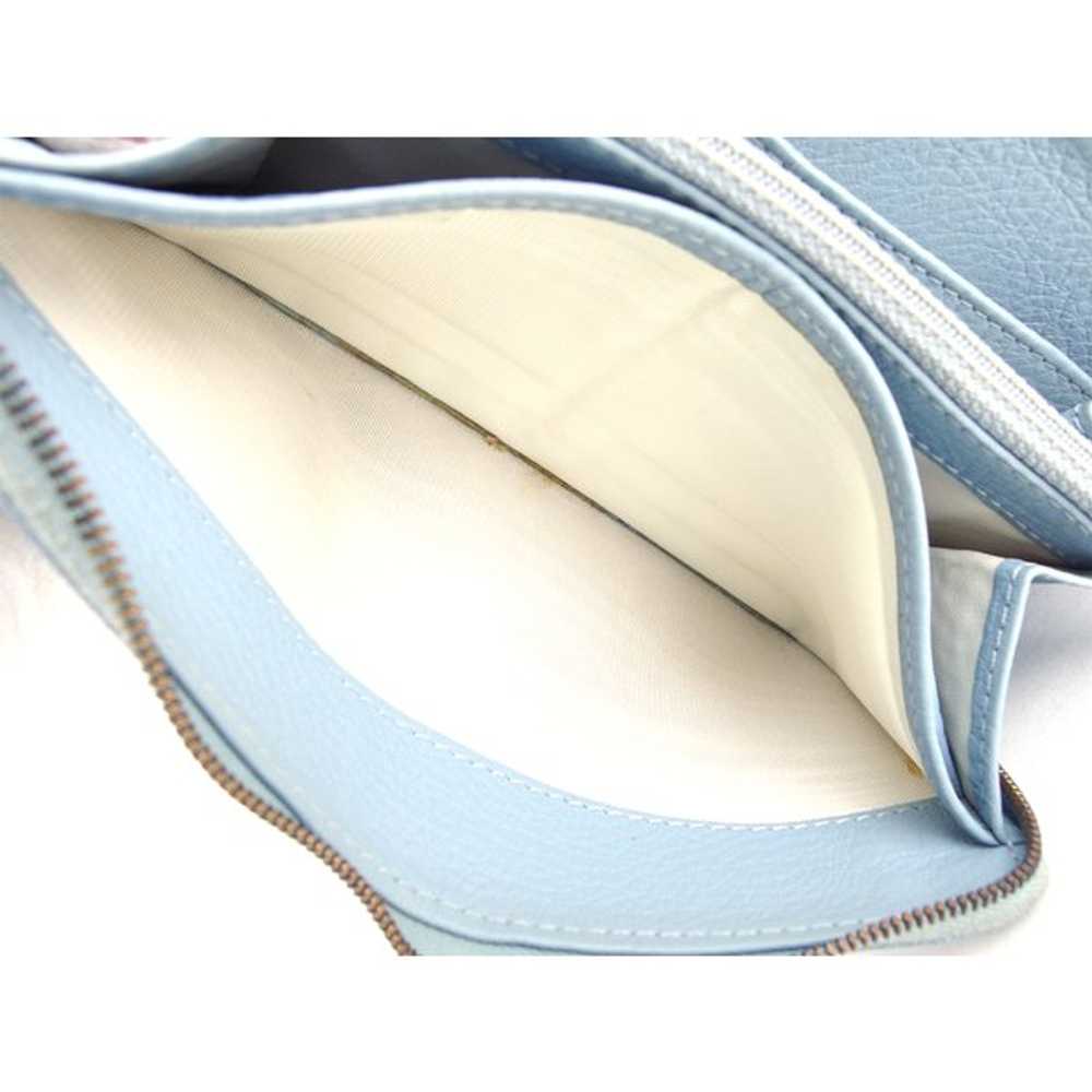 Celine Long Wallet Round Zipper Logo Studs Blu _8… - image 6