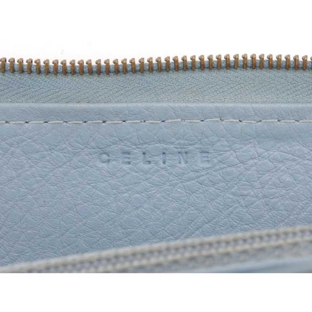 Celine Long Wallet Round Zipper Logo Studs Blu _8… - image 8