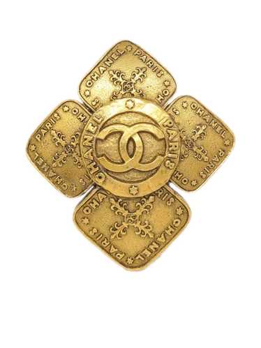 CHANEL Pre-Owned 1980-1990s gold plated Flower CC… - image 1