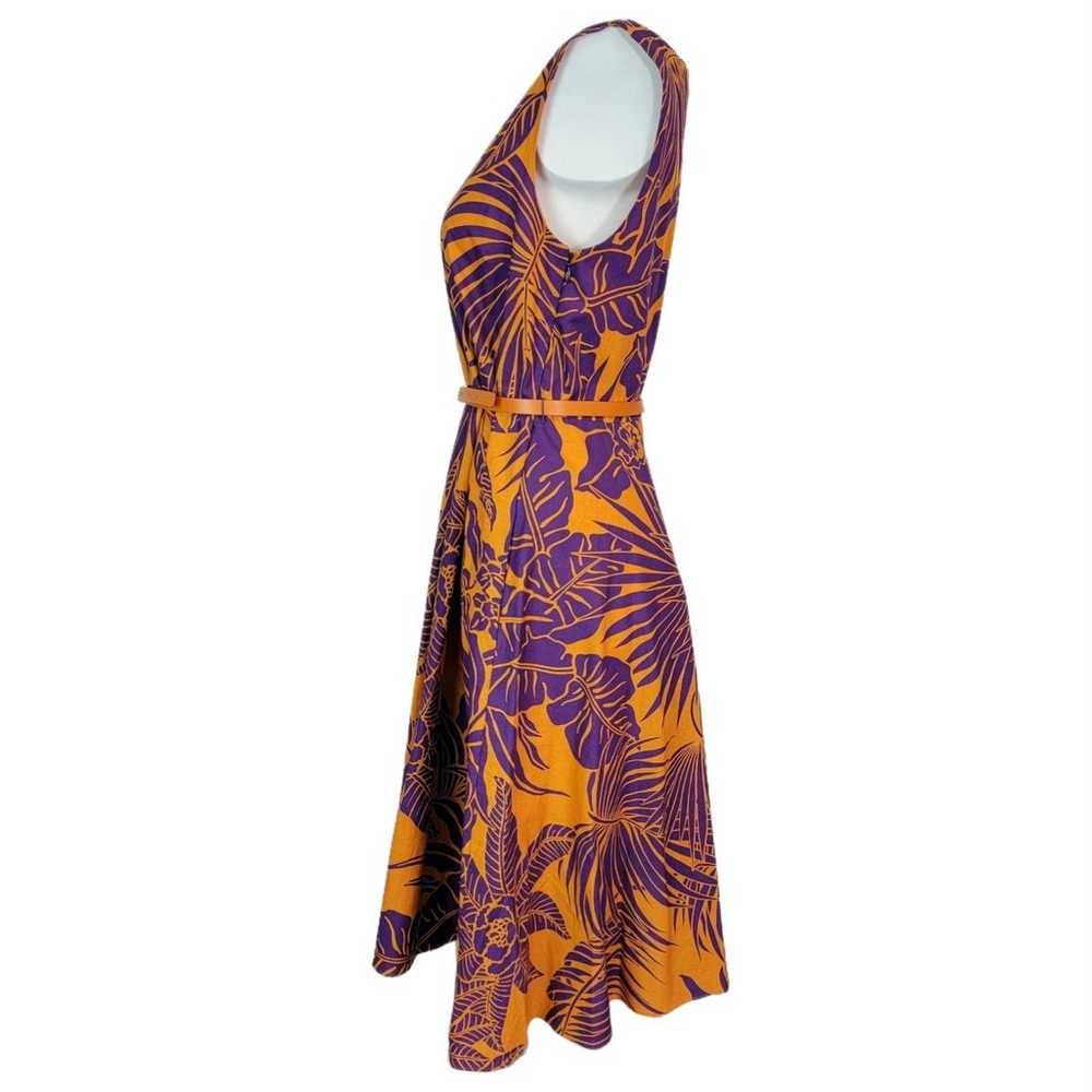Max Mara Studio Orange Purple Print Belted Dress … - image 2