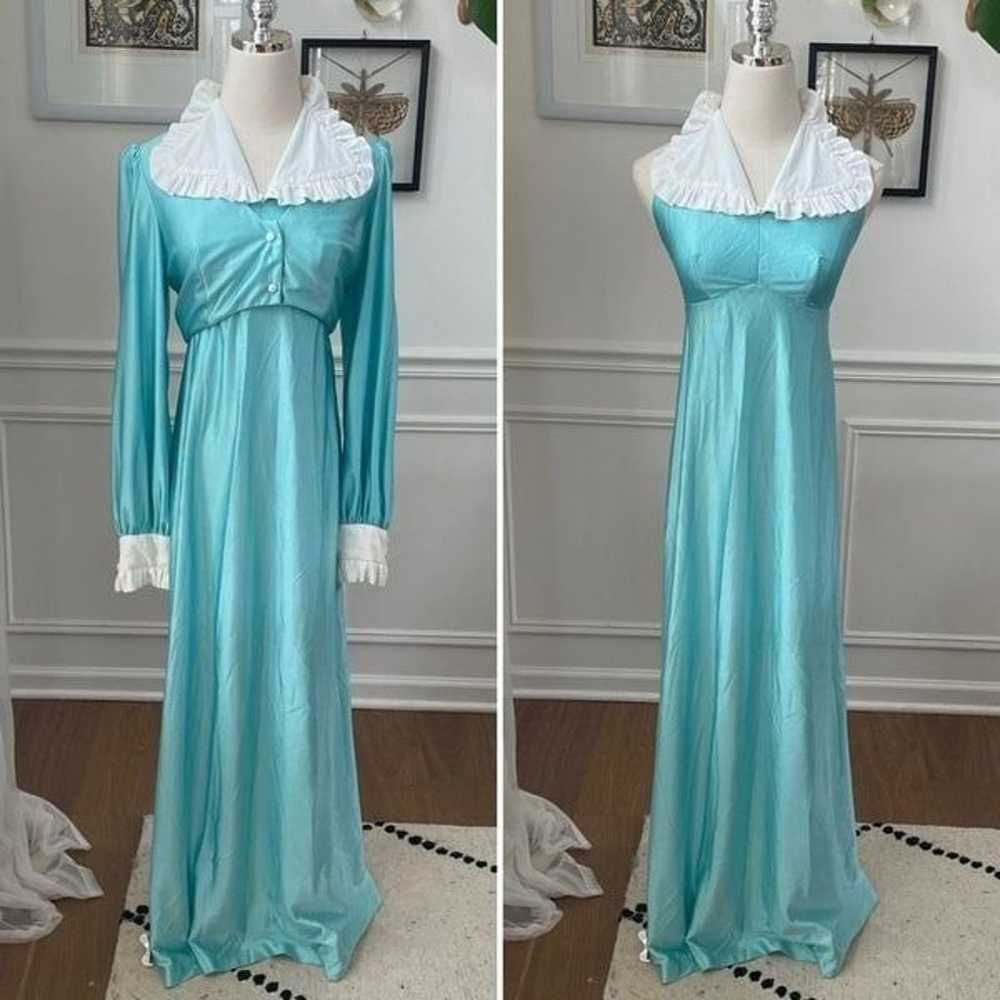 Vintage 60s 70s Turquoise Carol Gowns by Mr Walte… - image 1