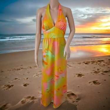 Tori Richard Honolulu Maxi Dress XS Vintage 70s C… - image 1