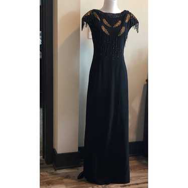 Vintage Black Beaded Evening Dress