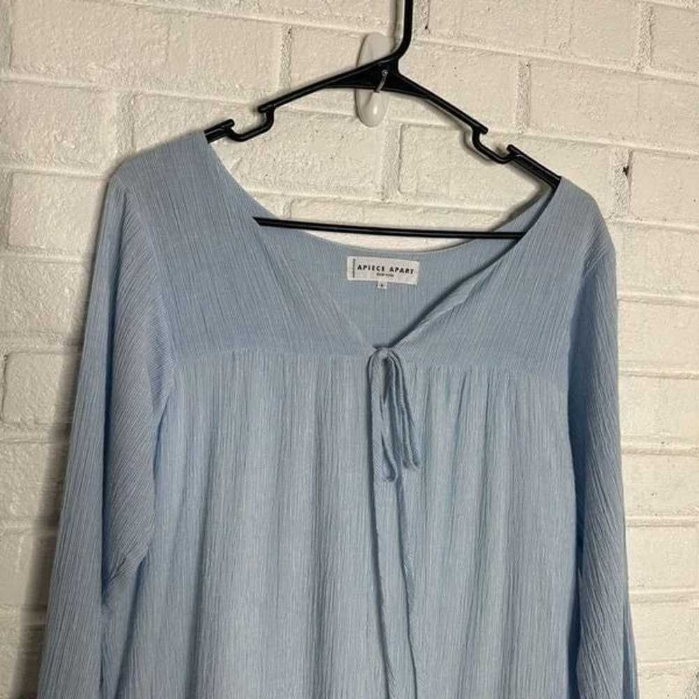 Apiece Apart Long Sleeve Blue Cotton Dress size 6 - image 2