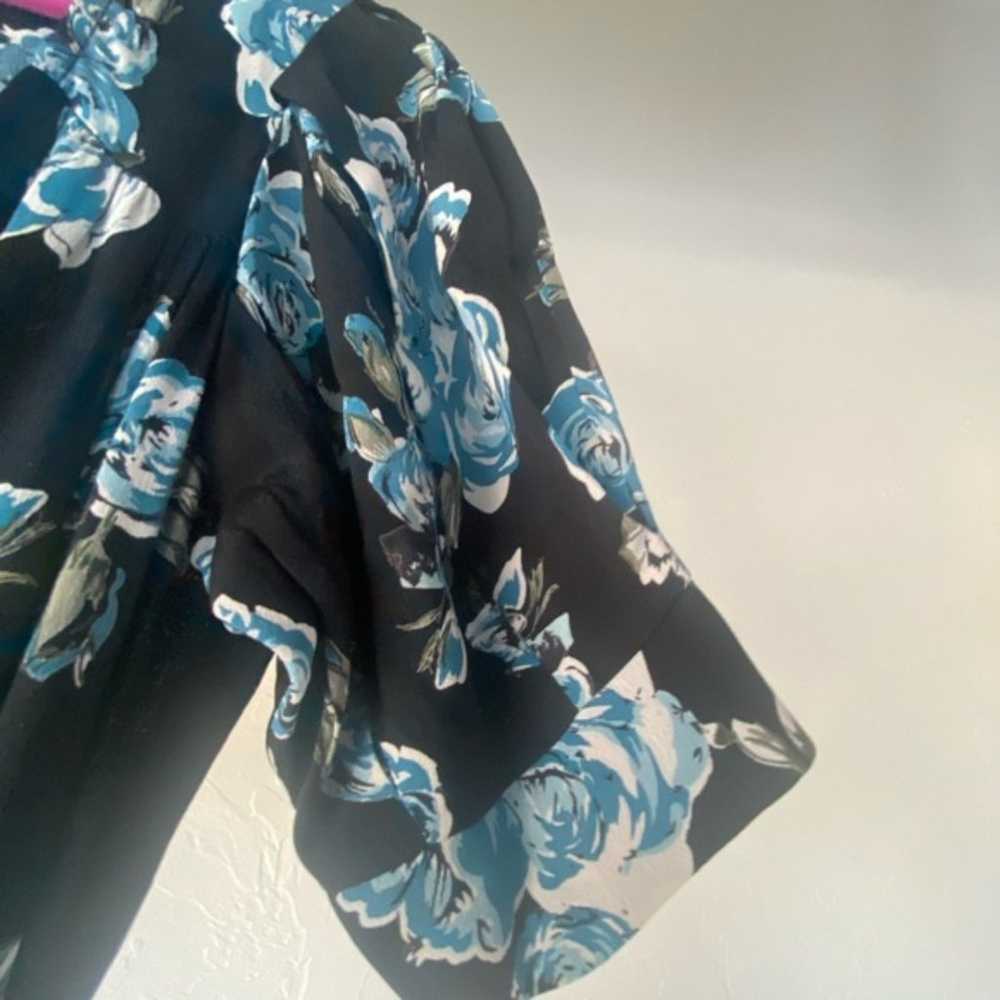 Reformation blue floral maxi short puff wrap dres… - image 11