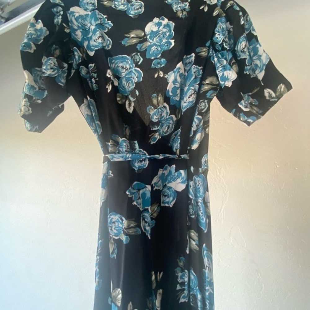 Reformation blue floral maxi short puff wrap dres… - image 7