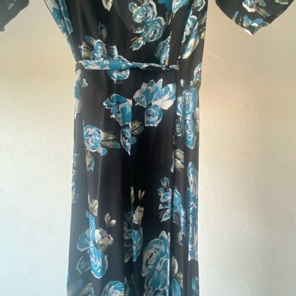 Reformation blue floral maxi short puff wrap dres… - image 8