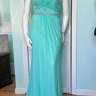 Size 12W 14 16 Faviana Tiffany Aqua Prom Dress Pa… - image 1