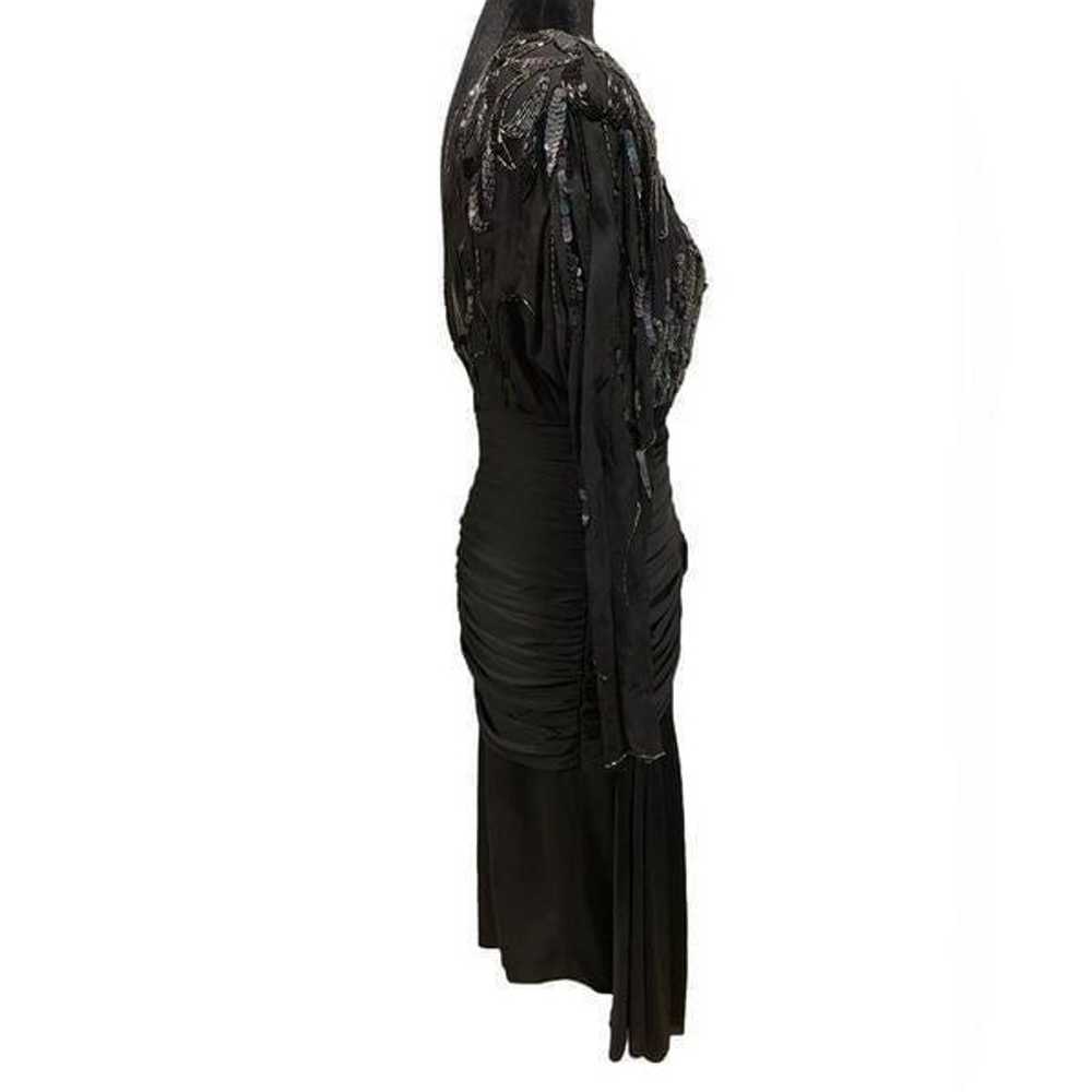 Casadei Vintage 80s Black Sheer Sequin Beaded Dra… - image 7