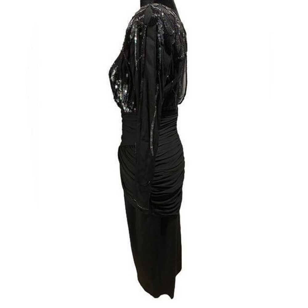 Casadei Vintage 80s Black Sheer Sequin Beaded Dra… - image 8