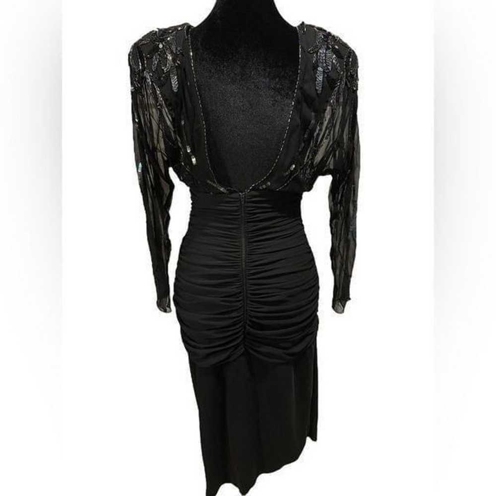 Casadei Vintage 80s Black Sheer Sequin Beaded Dra… - image 9
