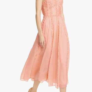 Ulla Johnson Florence Ruffle Trim Silk Midi Dress 