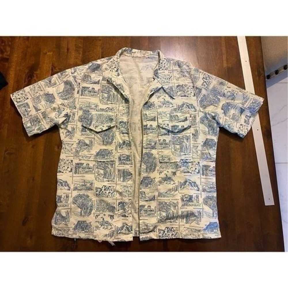 Vtg 90s Zip Hawaiian Shirt Size Large (READ) - image 1