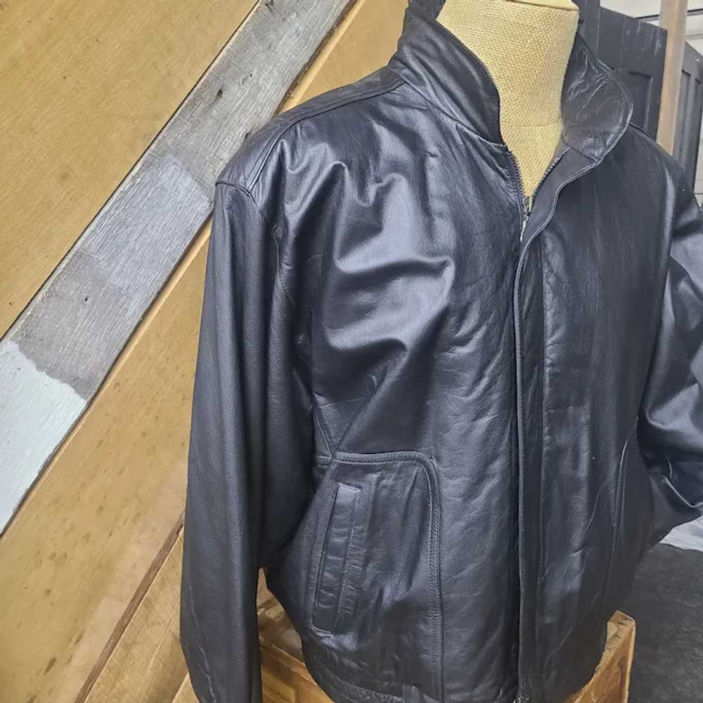 Vintage Reed- Black Leather Jacket Bomber Style W… - image 2