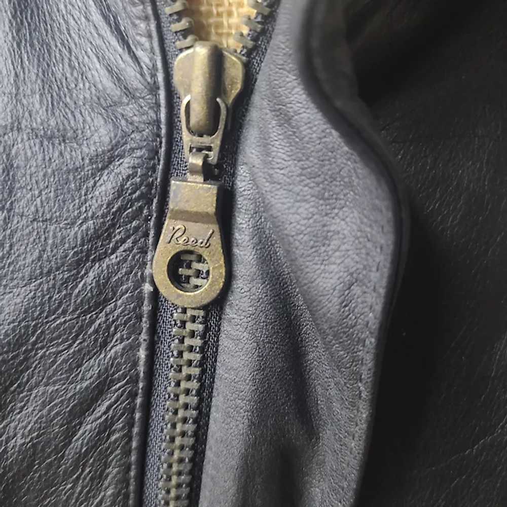 Vintage Reed- Black Leather Jacket Bomber Style W… - image 4