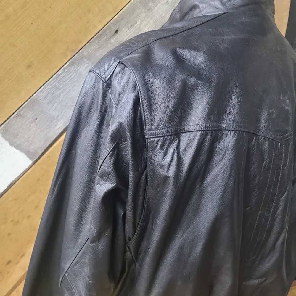 Vintage Reed- Black Leather Jacket Bomber Style W… - image 5