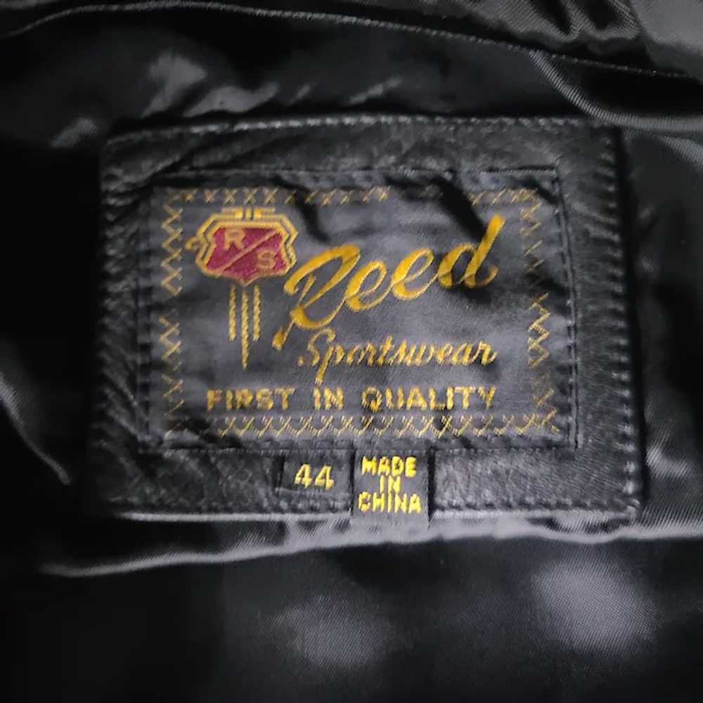 Vintage Reed- Black Leather Jacket Bomber Style W… - image 6