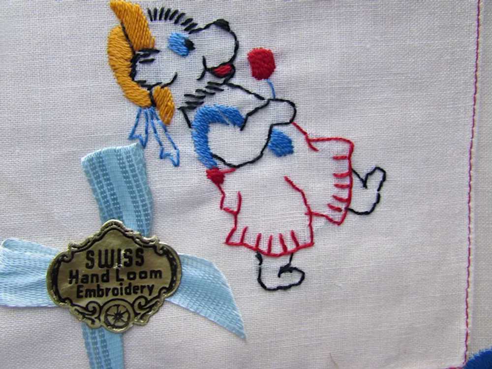 Oh so Cute Box Child Swiss Hankies Embroidered Du… - image 3