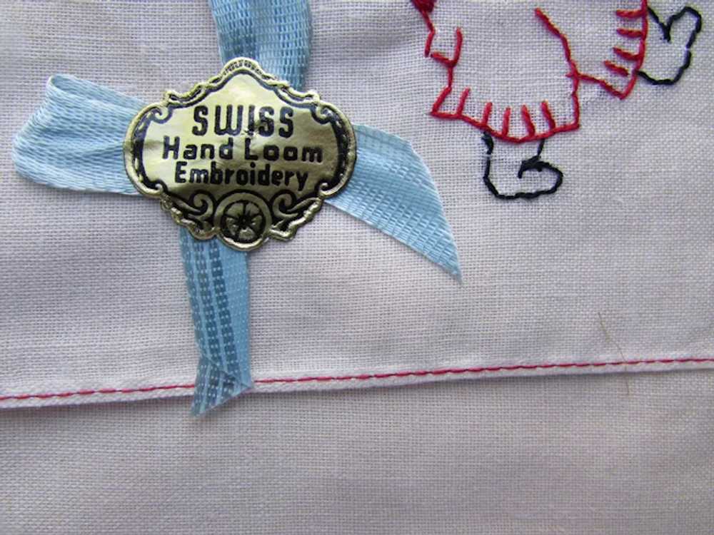 Oh so Cute Box Child Swiss Hankies Embroidered Du… - image 6