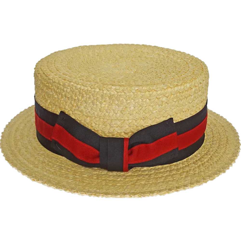 Straw Boater Men Hat Medium Steeplechase Derby Co… - image 1