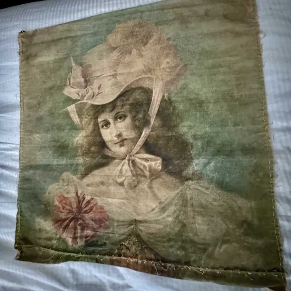 Antique Victorian Woman With Fancy Hat Fabric pan… - image 8