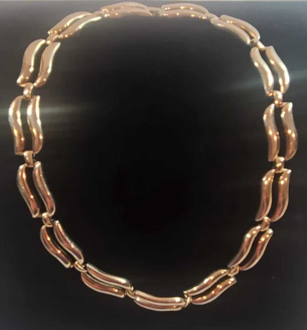 Vintage Monet Gold Tone Link Choker Necklace - image 11
