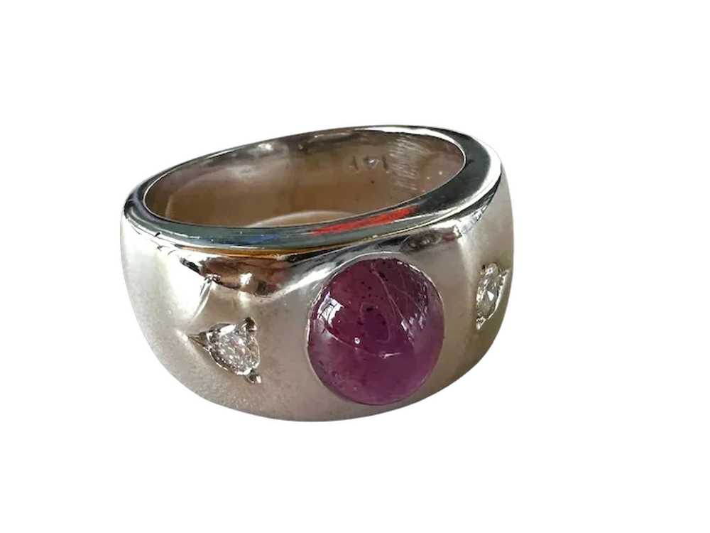 14K WG Pink Star Sapphire and Diamond Ring - image 10