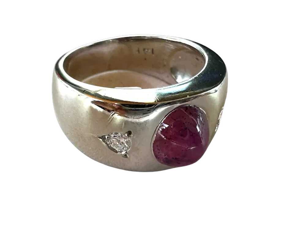 14K WG Pink Star Sapphire and Diamond Ring - image 5
