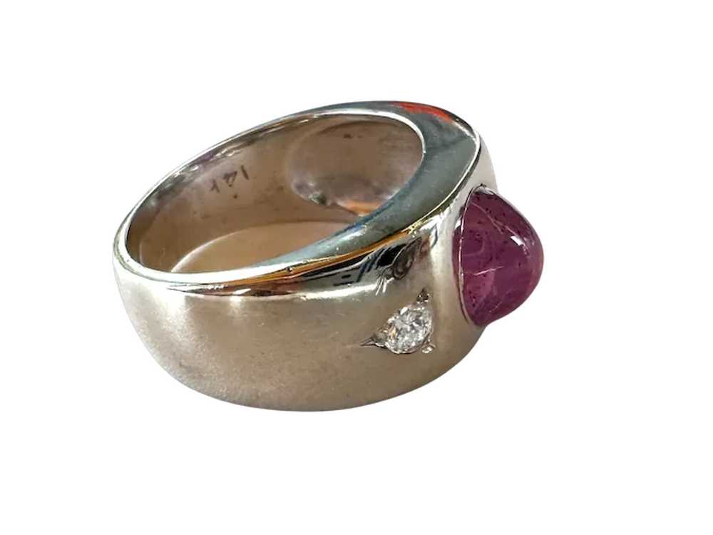 14K WG Pink Star Sapphire and Diamond Ring - image 6
