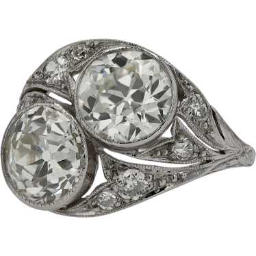 3.50 Carats Double Diamond Art Deco Engagement Rin