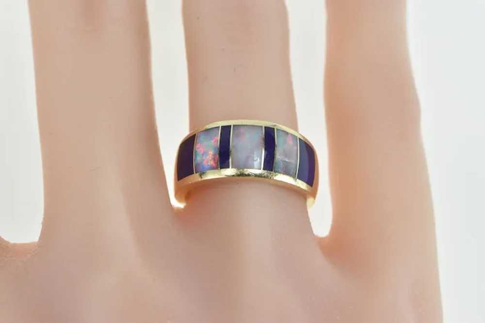 14K Sugilite Opal Inlay Ornate Band Statement Rin… - image 5