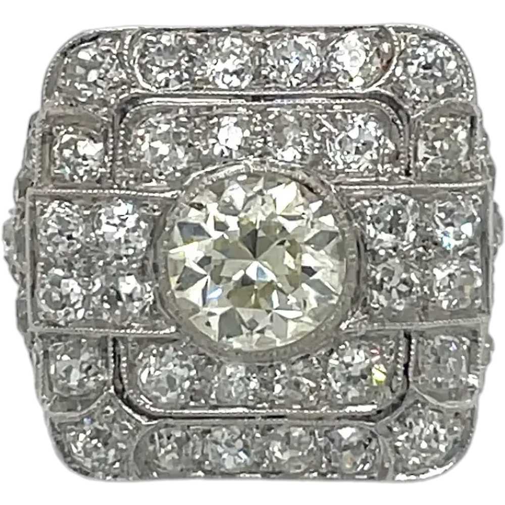 Art Deco Platinum Diamond Ring - image 1