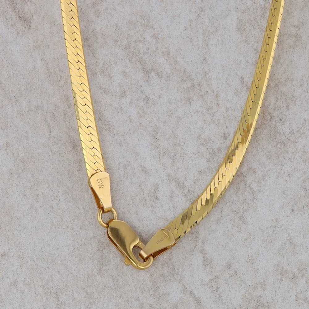 14k Yellow Gold Herringbone Necklace Chain 18" 11… - image 2